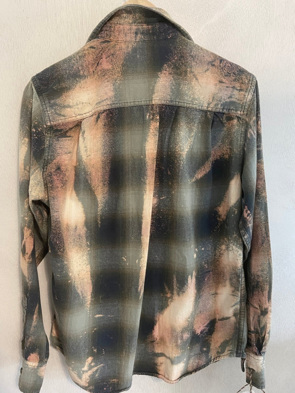 Vintage Green, Rust and Navy Blue Flannel Size Small
