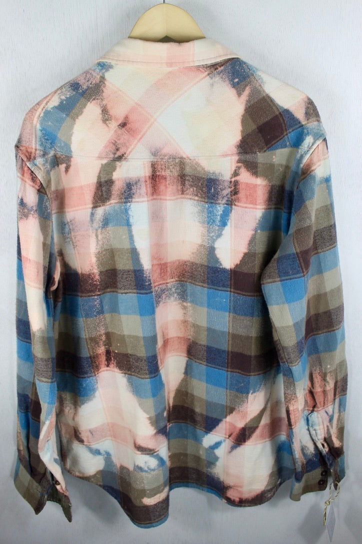 Vintage Blue, Taupe and Pink Flannel Size Large