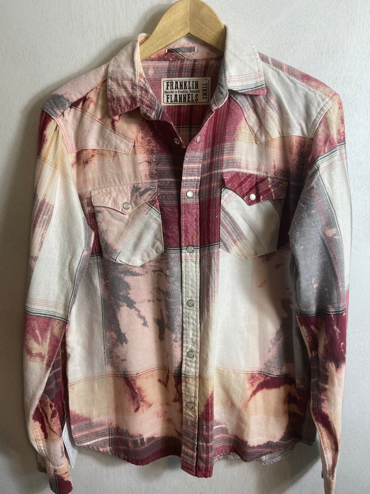 Vintage Western Style Pink, Cream and White Flannel Size Small