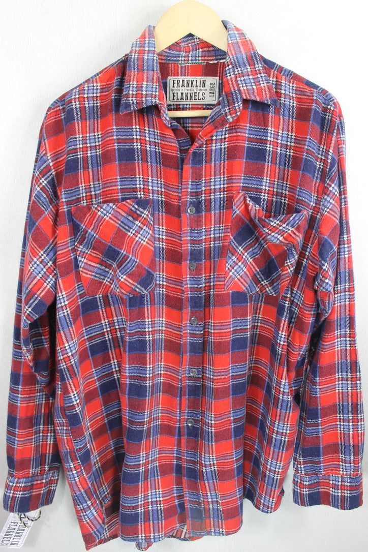 Fanciful Retro Red, White and Blue Flannel with Eagle Size Large