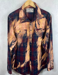 Vintage Navy Blue, Burgundy and Gold Flannel Size Large