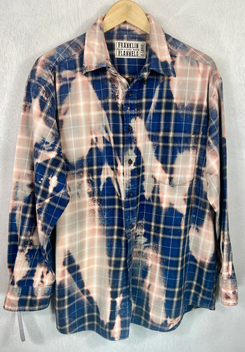 Vintage Blue, Cream and Pink Flannel Size XL