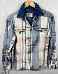 Vintage Light Blue, Grey and White Flannel Jacket Size Large