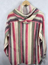 Vintage Red, Green, Black and Cream Flannel Hoodie Size XL
