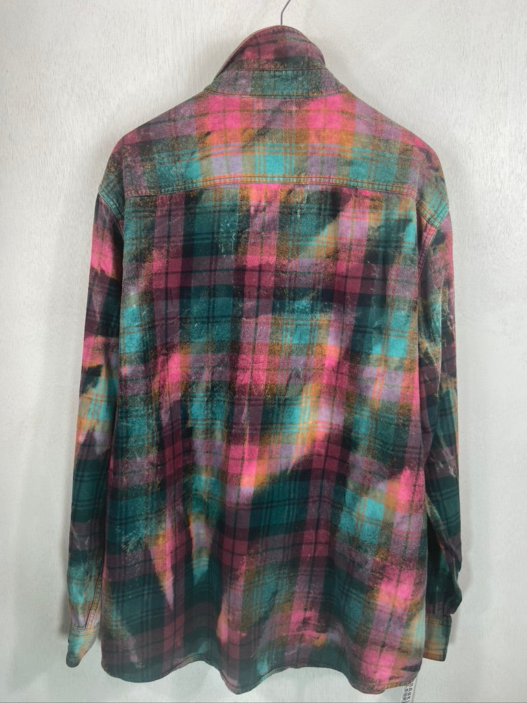 Vintage Teal, Burgundy and Pink Flannel Size XL