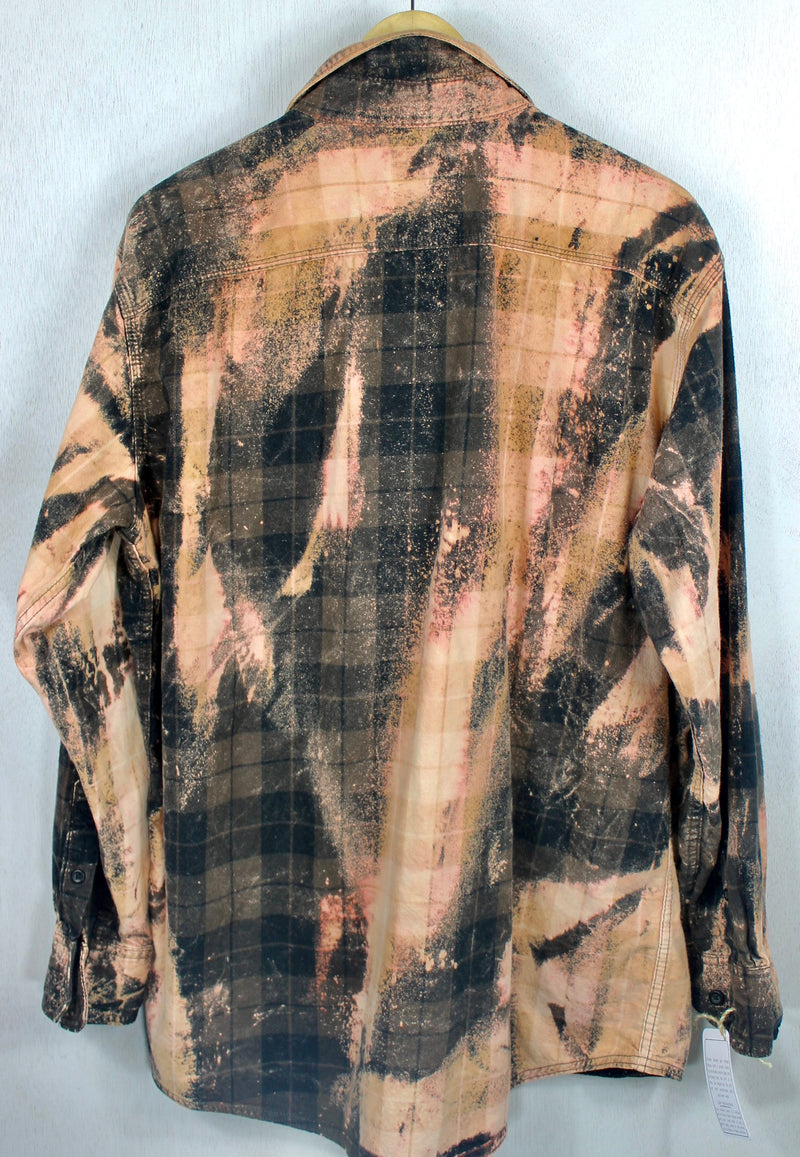 Vintage Chocolate Brown, Black and Peach Flannel Size XL