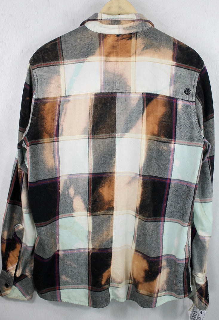 Vintage Black, White, Pale Blue and Yellow Flannel Size Medium