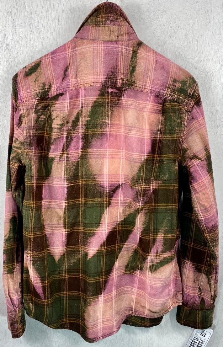 Vintage Mauve, Army Green and Pink Flannel Size Medium