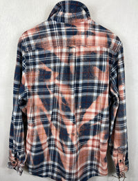 Vintage Navy Blue, Dusty Rose and White Flannel Jacket