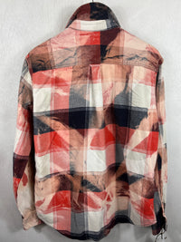 Vintage Navy Blue, Red, Rust and White Flannel Size Large