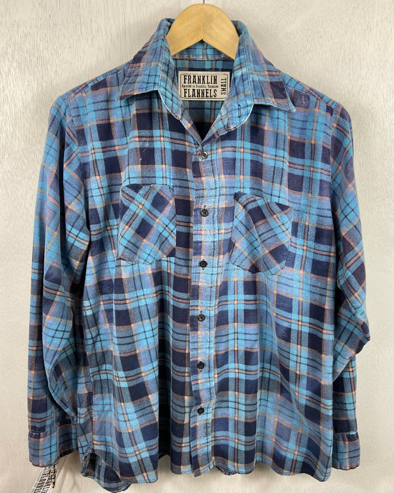 Vintage Retro, Navy, Turquoise and Yellow Flannel