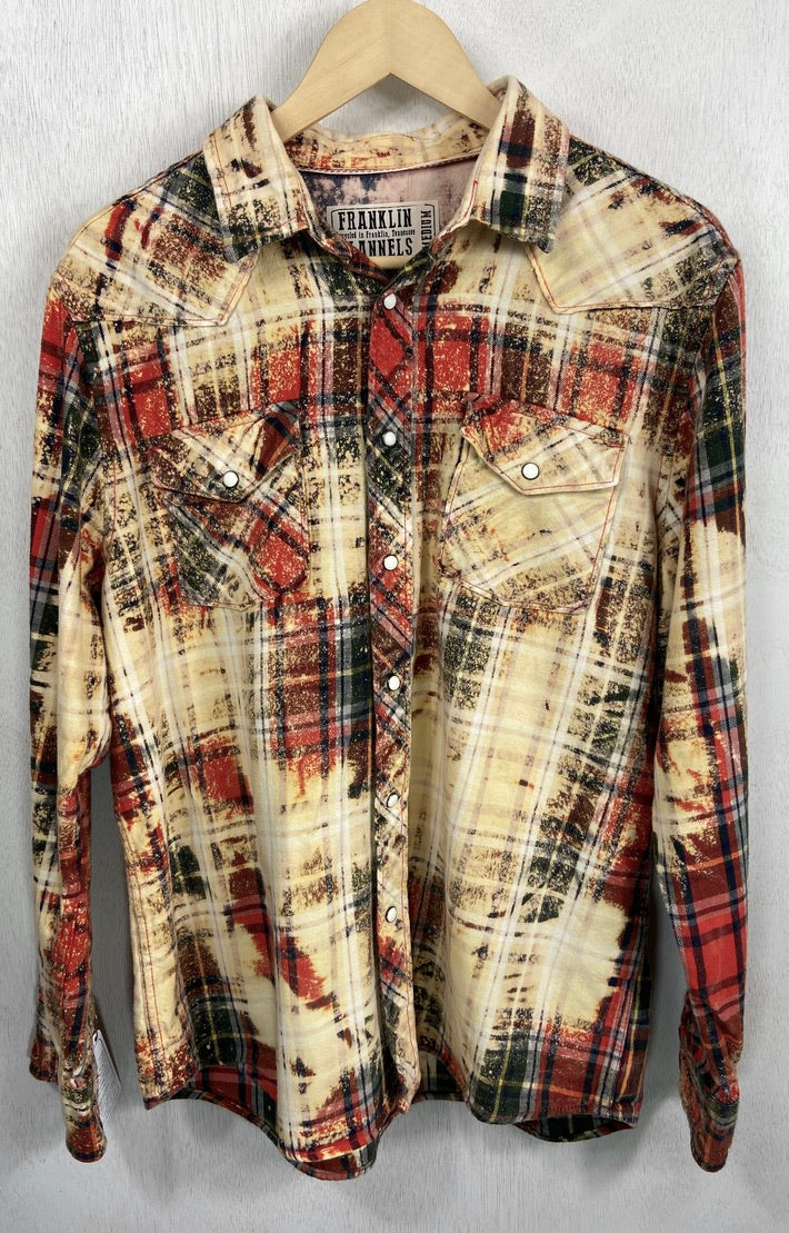 Vintage Western Style Red, Black and Gold Flannel Size Medium