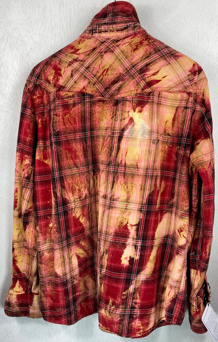 Vintage Grunge Western Style Red, Gold and Black Flannel Size Medium