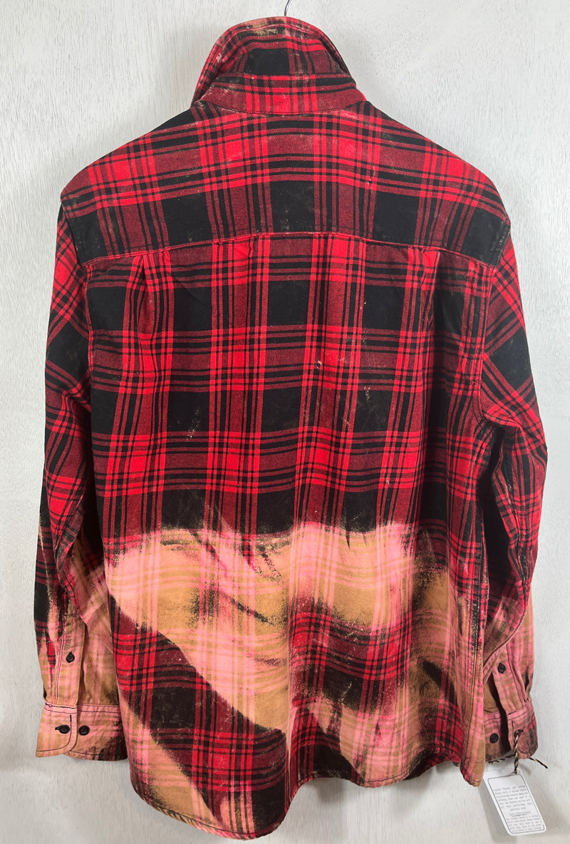 Vintage Red, Black and Pink Ombré Flannel Size Large