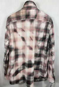 Vintage Pink, Grey, Black and White Flannel Size XL