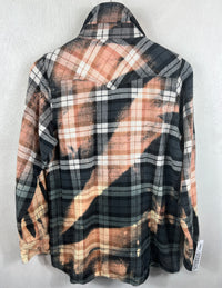 Vintage Western Style Black, White and Peach Flannel Size Small