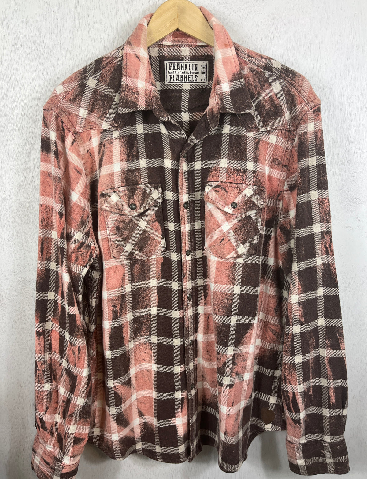 Vintage Western Style Cocoa, White and Pink Flannel Size XL