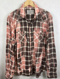 Vintage Western Style Cocoa, White and Pink Flannel Size XL