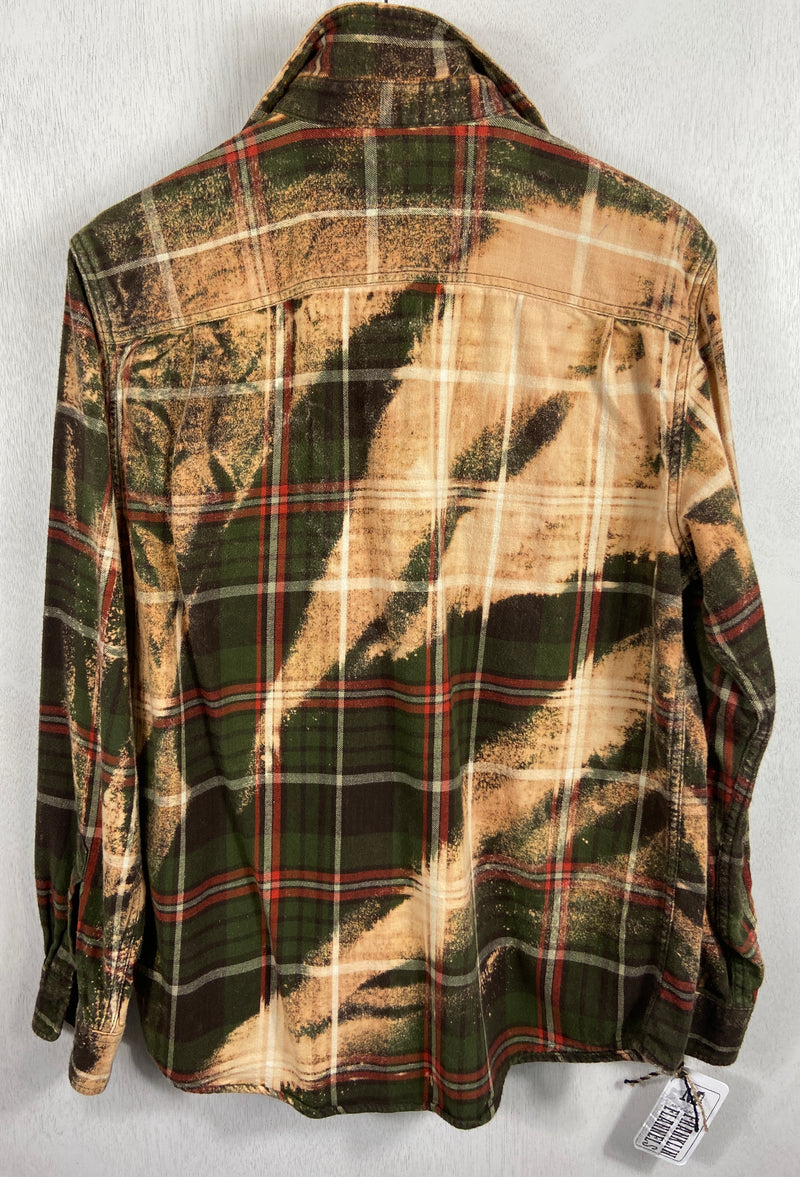Vintage Army Green, Gold and Red Flannel Size Medium