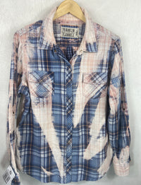Vintage Western Style Light Blue, Pink and Cream Lightweight Cotton Size Small