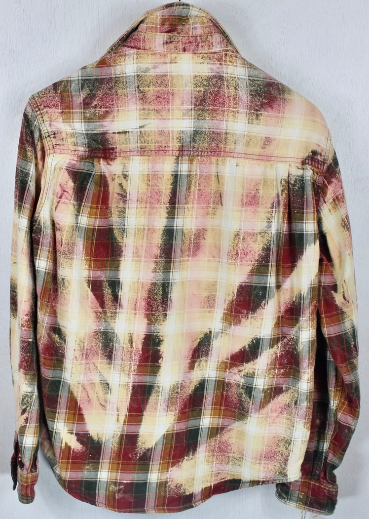Vintage Red, Peach and Army Green Flannel Size Small