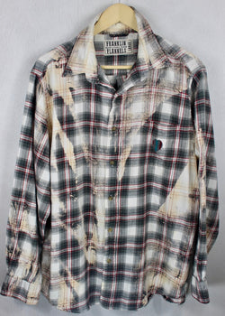 Vintage Grey, White and Red Flannel Size Large