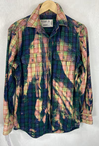 Vintage Navy Blue, Green and Pink Flannel Size Small