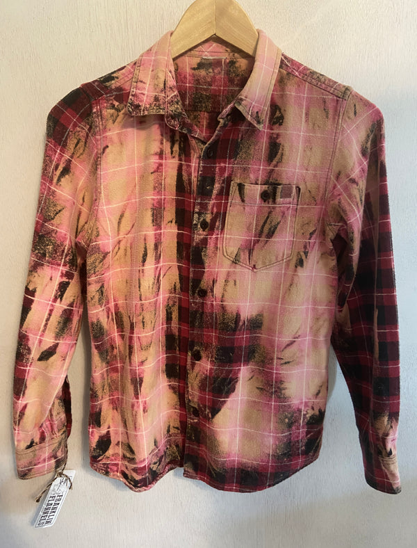 Vintage Red, Pink and Black Flannel Size Youth Medium