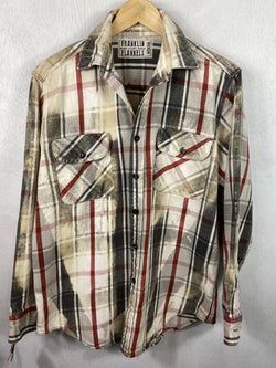 Vintage Grey, Red and Cream Flannel Jacket Size Medium