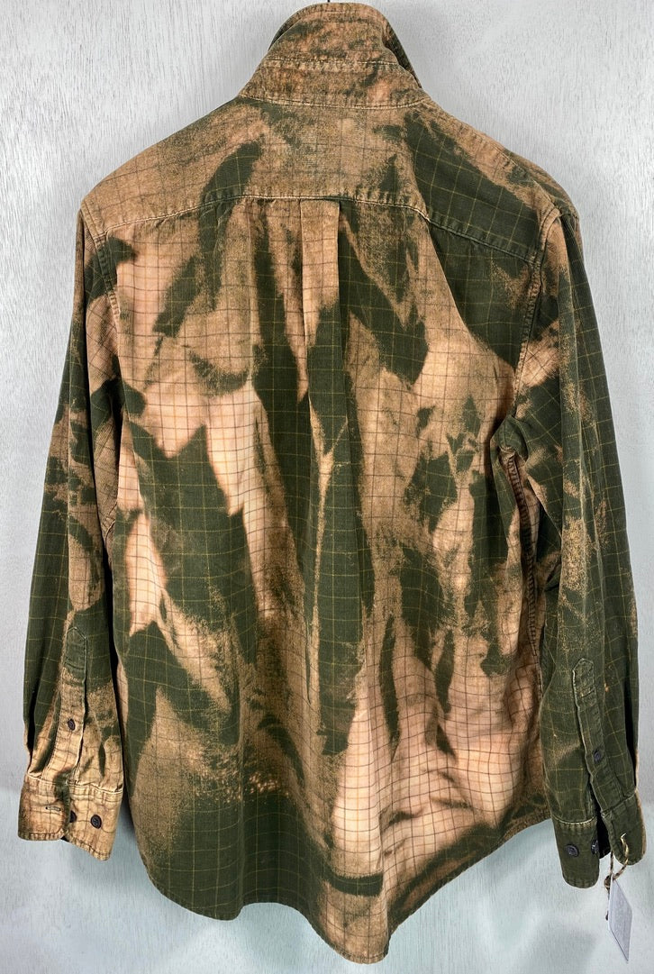 Vintage Army Green and Camel Corduroy Shirt Size Medium
