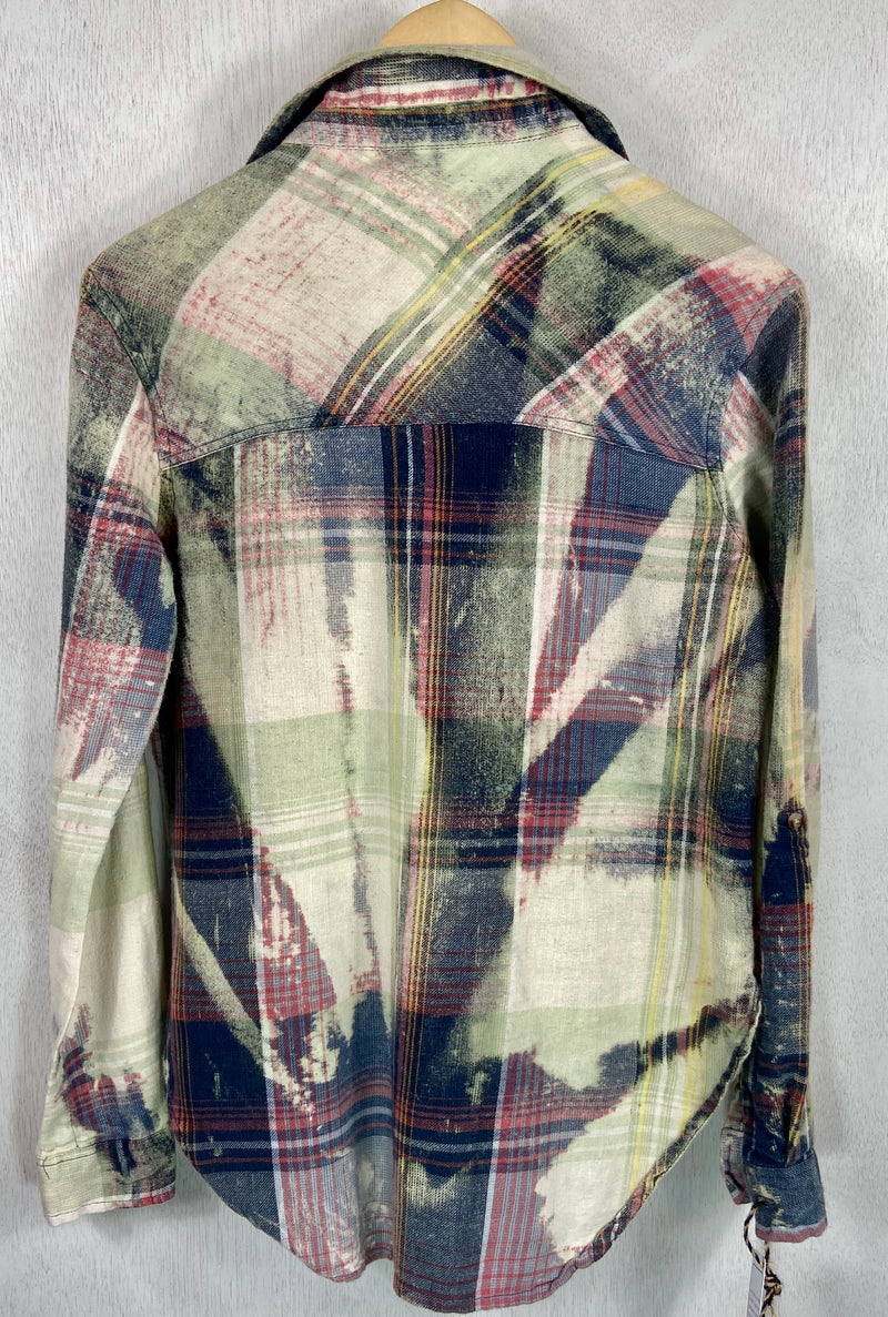 Vintage Mint Green, Navy Blue and Red Flannel Size XS - Small