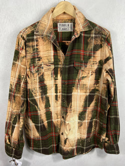 Vintage Army Green, Gold and Red Flannel Size Medium