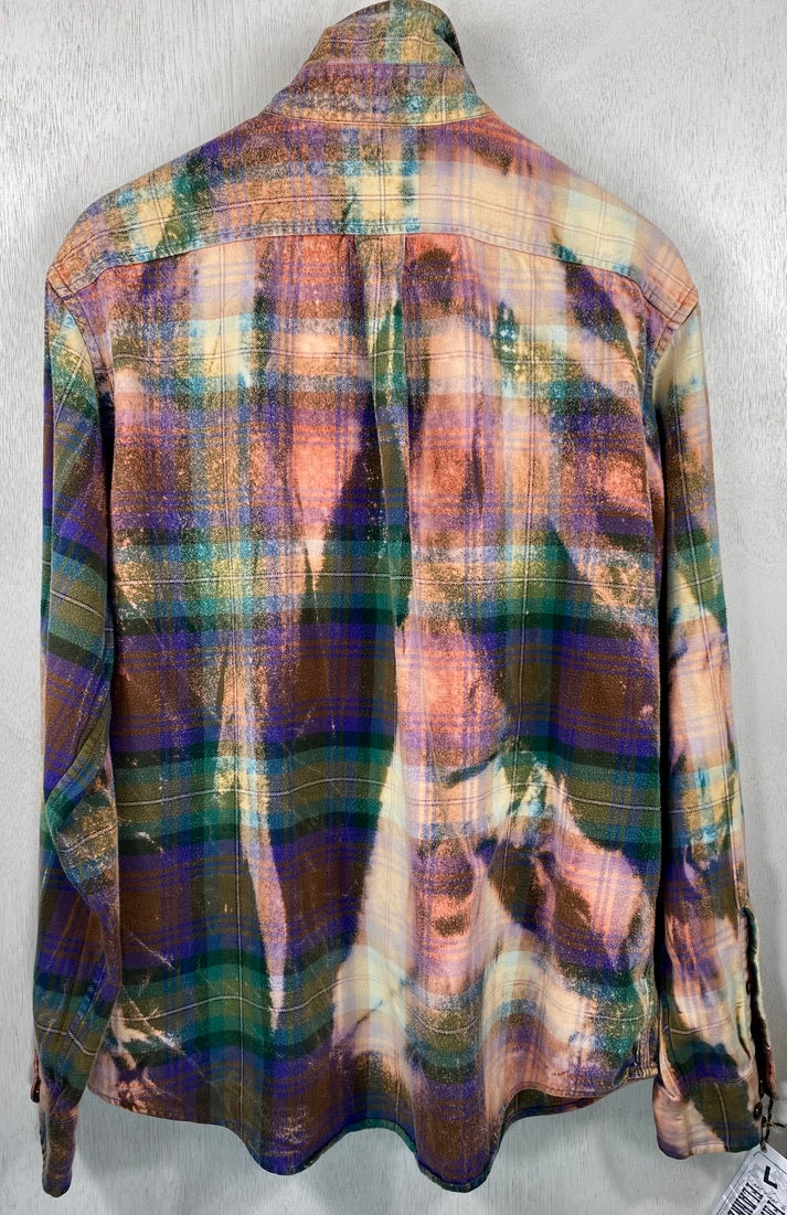 Vintage Green, Pink and Purple Flannel Size Large