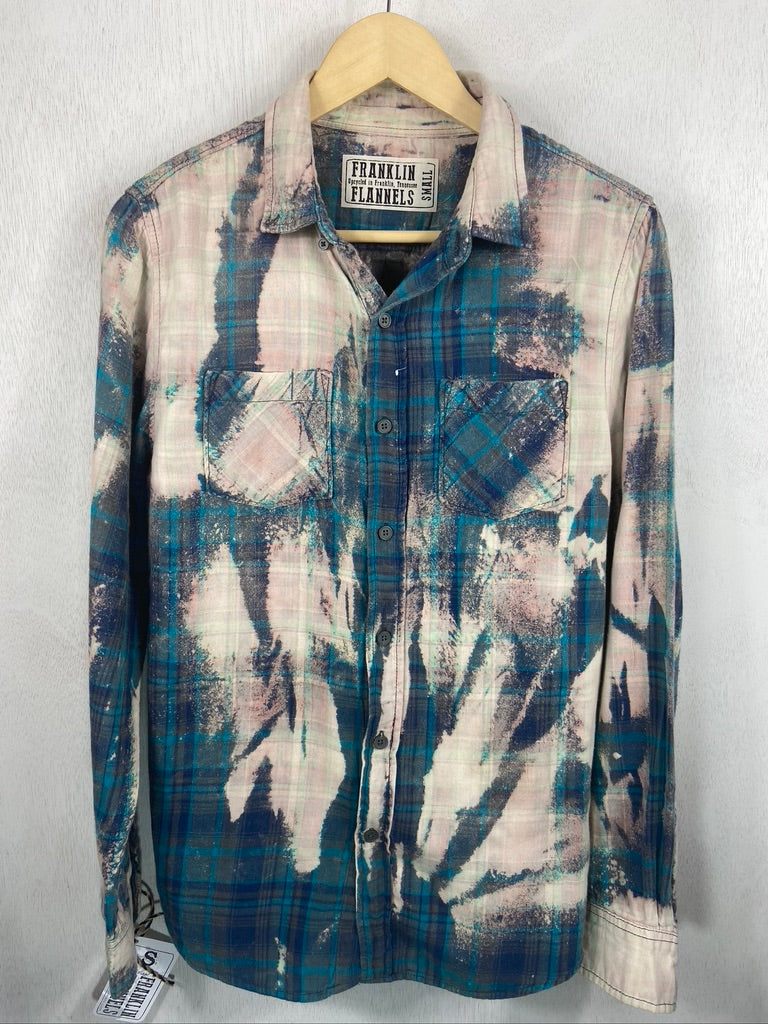 Vintage Turquoise, Navy and Cream Flannel Size Small