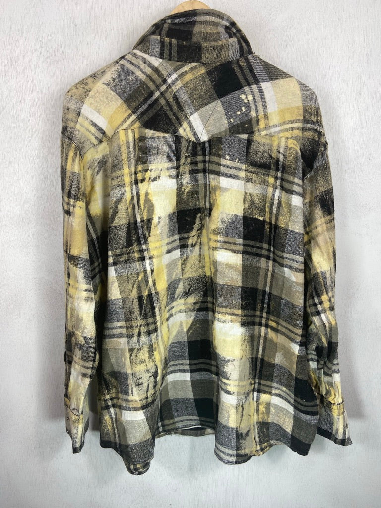 Vintage Western Style Black, White and Yellow Flannel Size XL