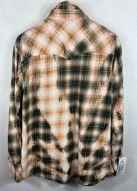 Vintage Western Style  Dark Green, Peach and Brown Flannel Size XL