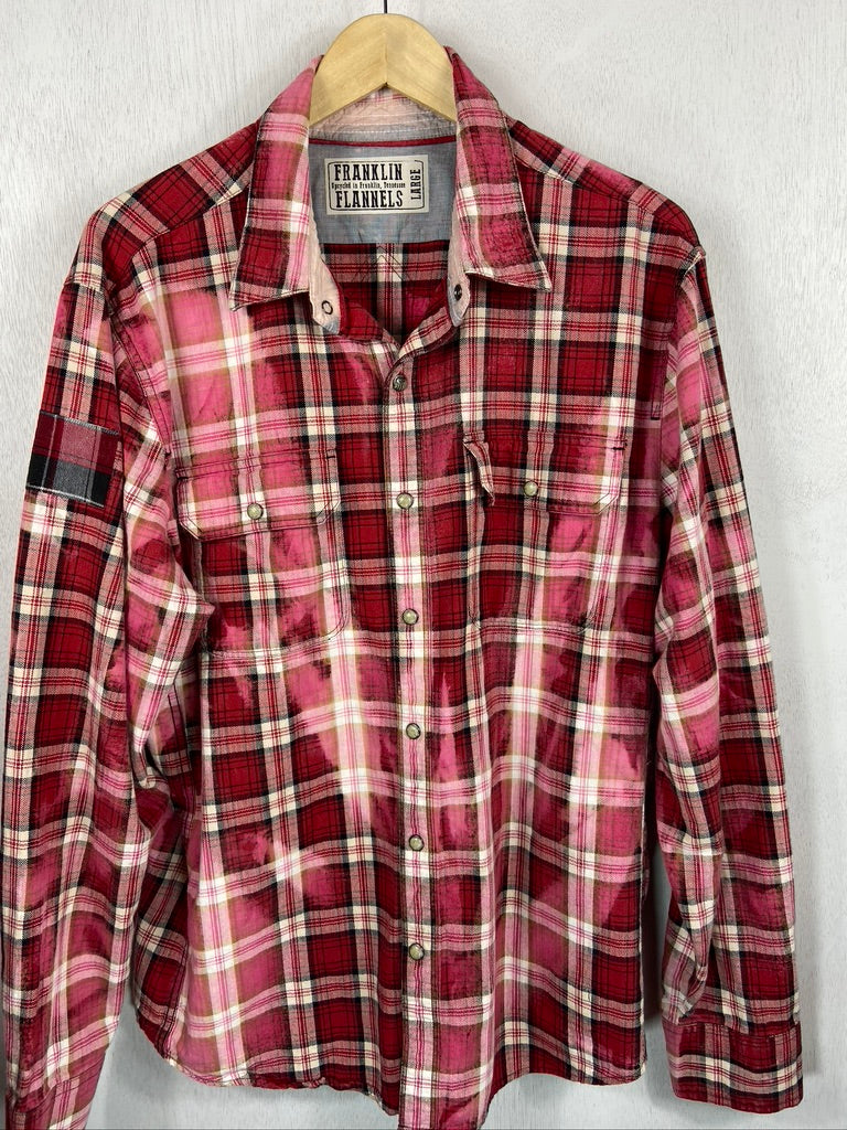 Vintage Western Style Red, Black and Pink Flannel Size Large