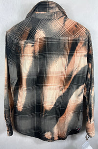 Vintage Grey, Black, Cream and Rust Flannel Size Small