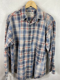 Vintage Light Blue, Red and White Flannel Size XL
