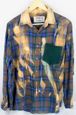 Vintage Royal Blue, Forest Green and Gold Flannel Size Medium