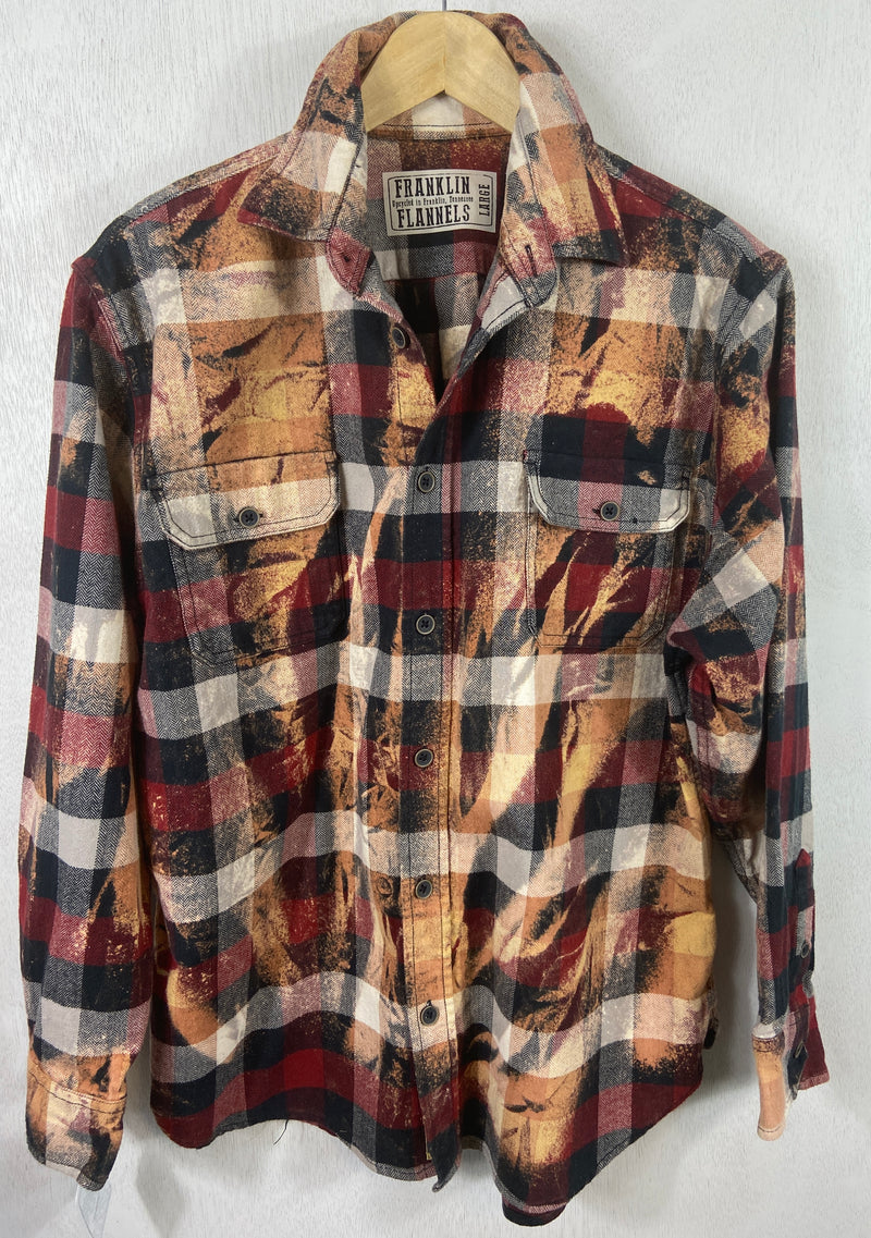 Vintage Red, Black, White and Rust Flannel Jacket Size Large