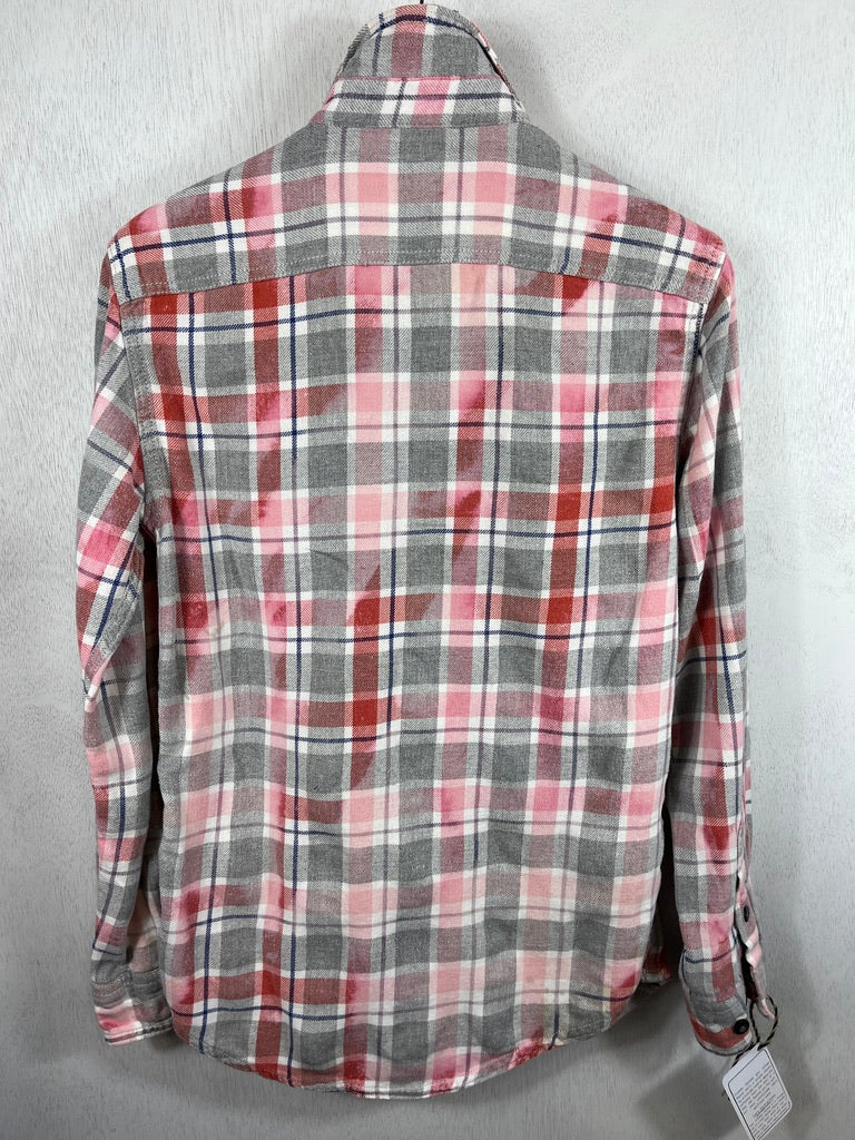 Vintage Grey, Pink and White Flannel Size Small