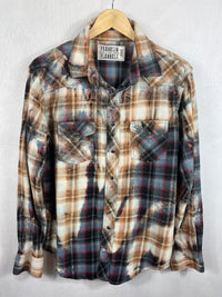 Vintage Western Style Burgundy, Grey and Rust Flannel Size Large