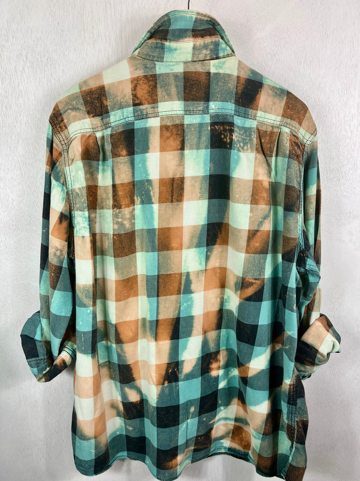 Vintage Seafoam Green, Rust, Black and White Lightweight Cotton Size XL