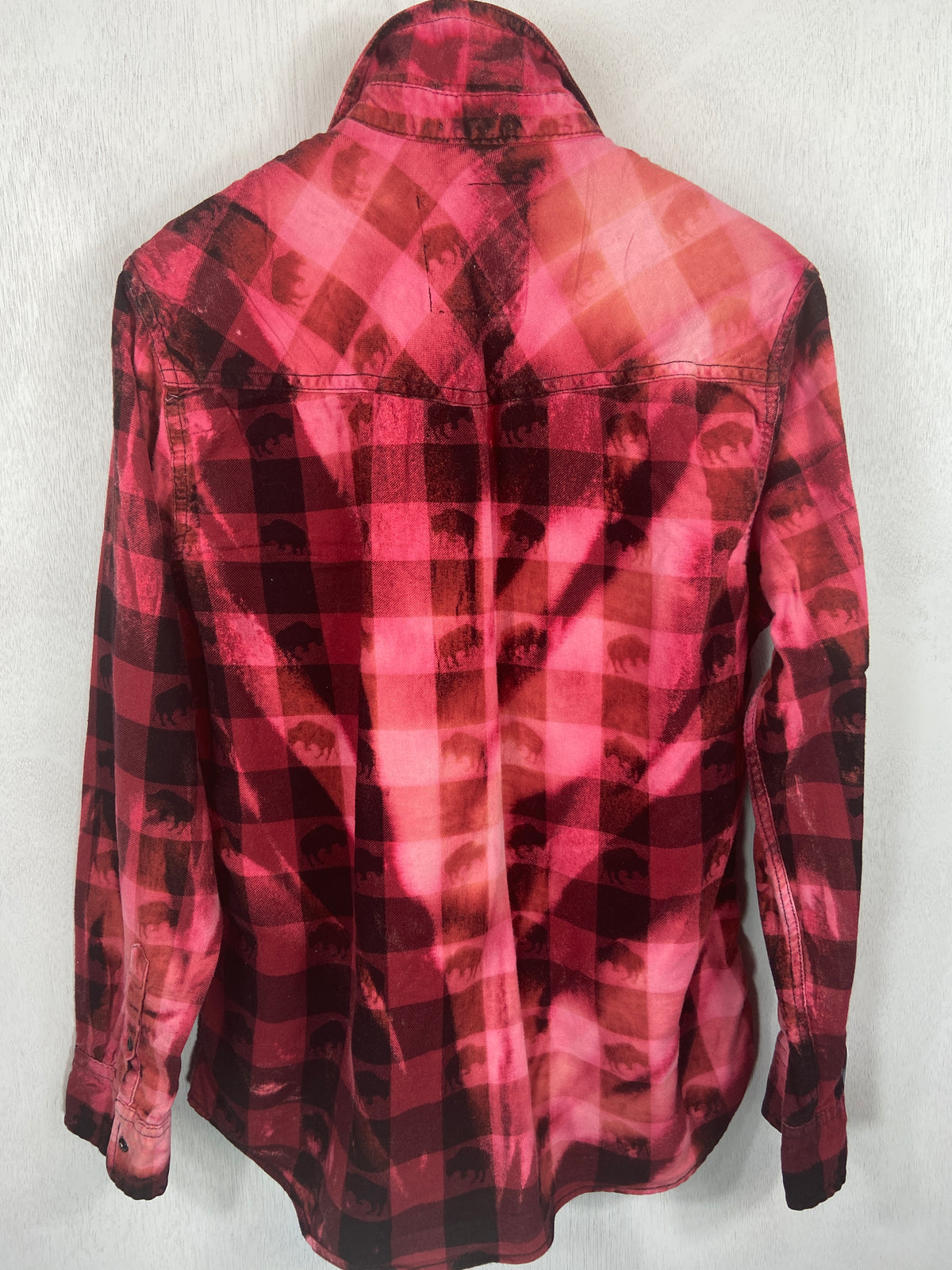 Vintage Western Style Red, Black and Pink Flannel Size Medium