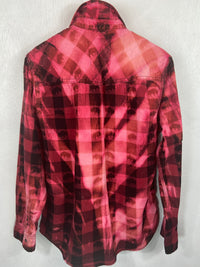 Vintage Western Style Red, Black and Pink Flannel Size Medium
