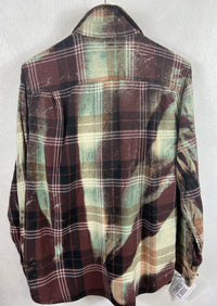 Vintage Seafoam Green, Black and Burgundy Flannel Size Large