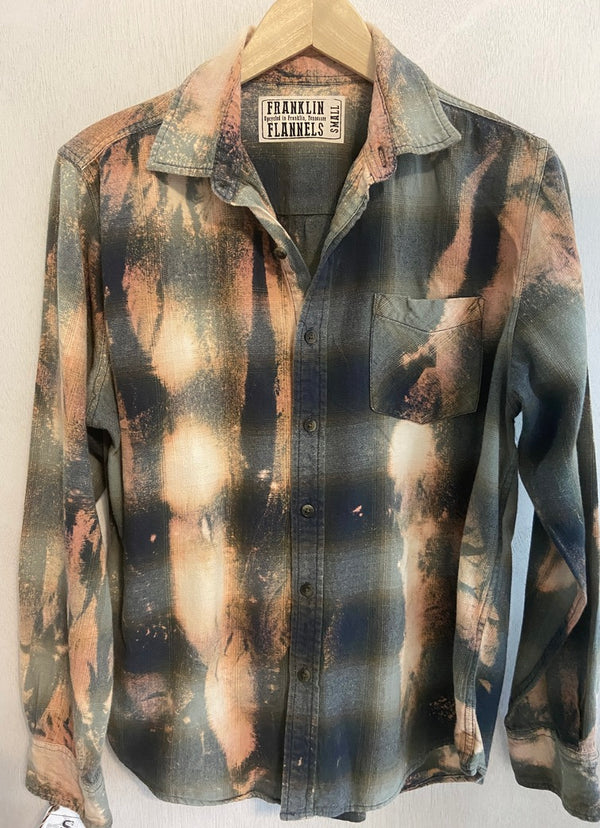 Vintage Green, Rust and Navy Blue Flannel Size Small