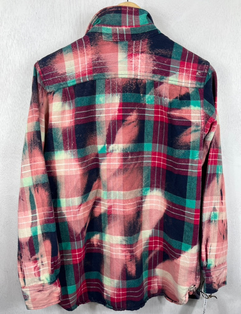 Vintage Pink, Turquoise, Navy and Purple Flannel Size Small
