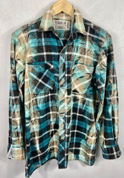 Vintage  Western Style Turquoise, Black and White Flannel Size Medium